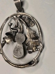 Antique Victorian Sterling Silver Pendant “An Acorn In Oak Leaves” – 35mm x 26mm