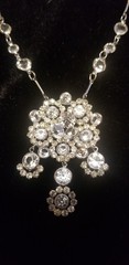 Antique Edwardian/Deco Style Necklace, Paste Rhinestone, Rare Drop Neck, 28 Inch