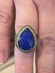 Anna Beck 18K Gold Plated Sterling Silver Faceted Teardrop Blue Quartz Ring SZ 7
