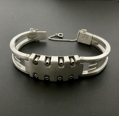 Vintage Sigi Pineda Mexico Sterling Silver Modernist Design Bracelet 6.5”