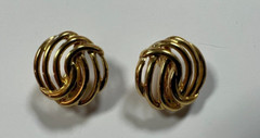 Monet square bar gold tone choker chain and twisted lines circle ear rings