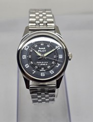 Vintage Hmt Pilot Black Dial 17 Jewels Mechanical hand winding Transparent Back