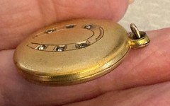 Victorian Antique Gold Filled Pendant Fob Charm Paste Rhinestone Horseshoe 1″ GF