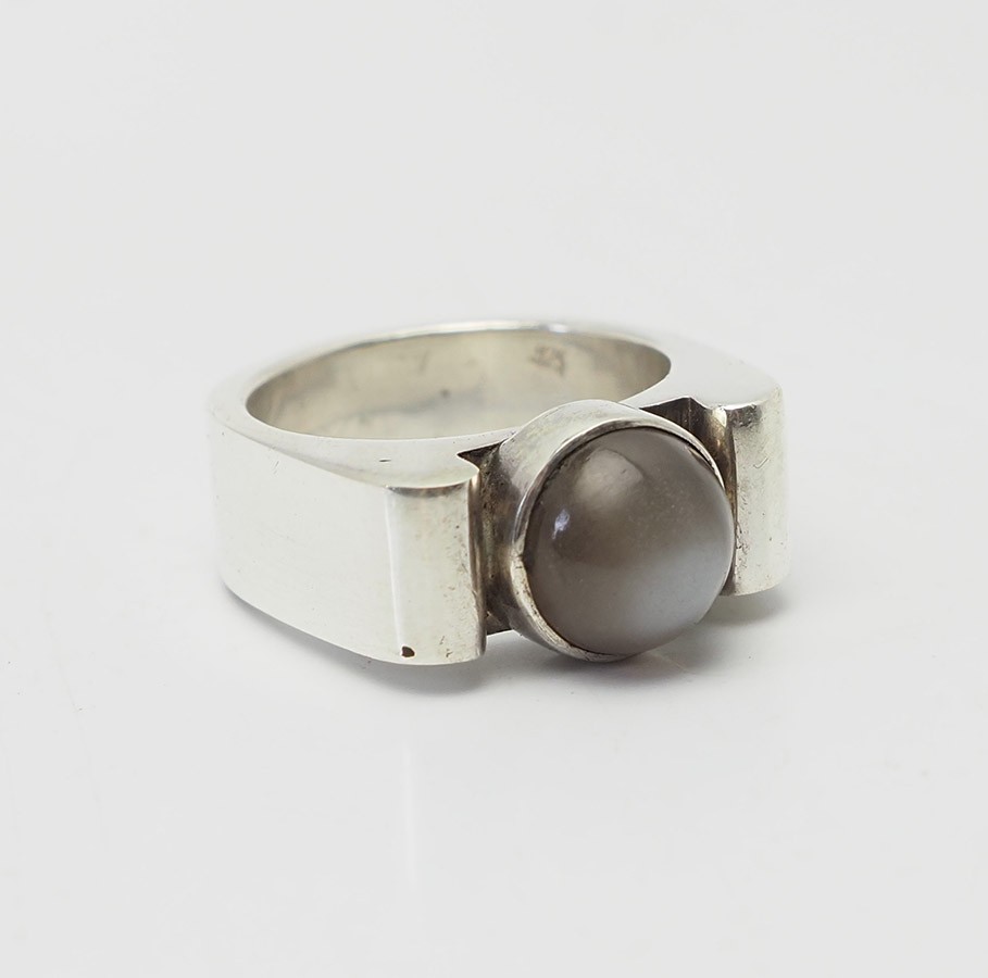 Vintage sterling silver moonstone modernist geometry ring size 8