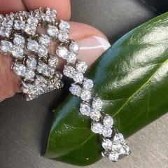 Vintage Necklace Art Glass Estate Jewelry Pre-Owned Rhodium Plated 16″ Choker