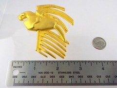 Vintage Givenchy Paris Large Goldtone Metal Bird Pin Macaw Parrot Brooch 3.25 In