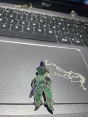 Vintage Sterling Necklace Repurposed Malachite Lapis Stone Inlay Jester READ