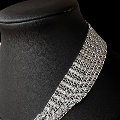 VINTAGE SARAH COVENTRY Women’s Choker 8 Strand Silver Tone Aluminum 15 in
