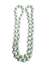 Vintage Light Pale Blue Silk Thread Wrapped Beaded Necklace 30″ Retro Costume