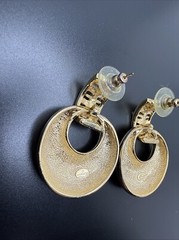 Givenchy Vintage Logo Earrings Gold Tone Dangle Knockers Runway Signed J130