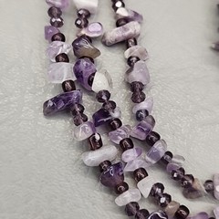 Amethyst Necklace Bracelet Pierced Earrings Set Purple Stone Layered JTV 20″