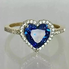2.20Ct Heart Cut Lab Created Sapphire & Diamond Anniversary 14k Gold Finish Ring