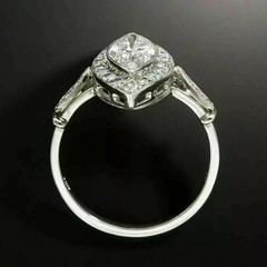 Vintage 1890s Circa Style LabCreated Diamond Art Deco Engagement 14K GoldFN Ring