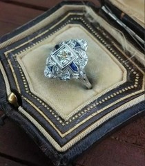 Art Deco Style Round Cut Lab Created Diamond 14K White Gold FN Engagement Ring