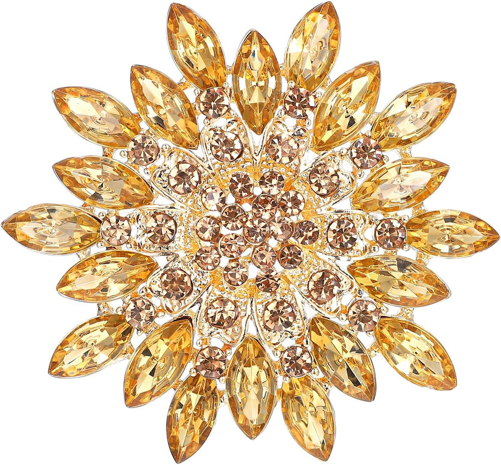 Colorful Rhinestone Crystal Sunflower Brooch Pin Vintage Elegant Creative Sunflo