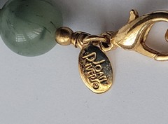 Vtg Joan Rivers Faux Jade Marble Green Lucite Round Bead Gold Tone Necklace 20″