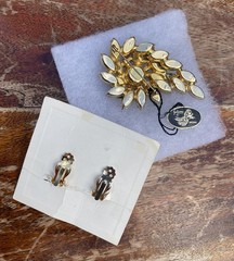 VINTAGE JULIANA Delizza & Elster Earrings & Brooch set with ORIGINAL TAGS