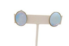 Vintage Clip On Earrings Silver Tone Moonglow