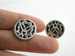 Vintage Guad Jal Mexico Sterling Silver Geometric Design Cufflinks 925 6.2g