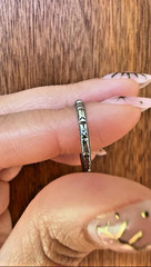 Art Deco 18K White Gold Hand Engraved Floral Wedding Band | Milgrain Stacker