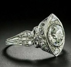 Timeless Old European Style LabCreated Diamond Circa Engagement 14K Gold FN Ring