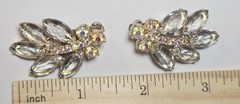 GORGEOUS VINTAGE JULIANA CLEAR AB RHINESTONE CLIP EARRINGS IN GOLD TONE