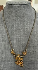 Vintage Signed Hollycraft Topaz Rhinestone Necklace Copyright 1953