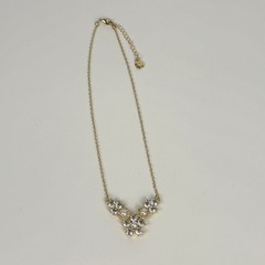 Vintage Monet Crystal & Faux-Pearl Gold-Tone Adjustable-Length Necklace 16″