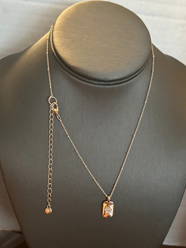 LC Lauren Conrad Gold Tone Station Necklace with Dog Paw Pendant with Crystals