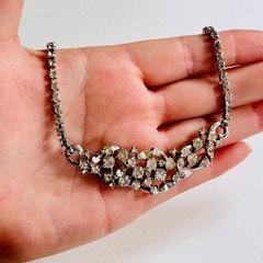 Necklace VTG Jeweled Austrian Crystal Rhinestone floral Bridal 60s Sparkly 16″