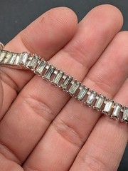 Vintage JOMAZ Signed Joseph Mazer Clear Rhinestone Silver Tone Necklace ⚠️Read