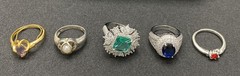 ✨Lot Of 5 Vintage To Now Beautiful Gemstone Estate Rings, All Size 7✨