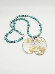 Jay King Desert Rose Trading Sterling Silver Blistered Pearl Turquoise Necklace