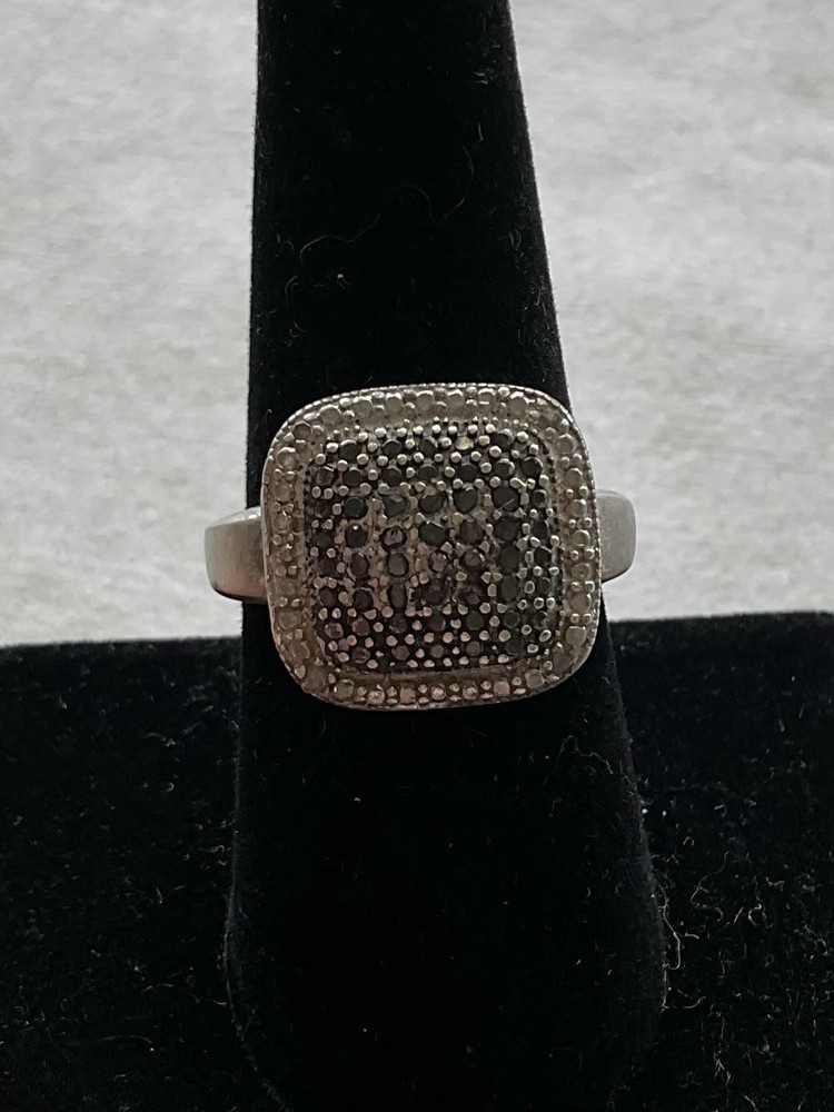 Vintage BBJ 925 Sterling Silver Ring Size 7.75 Square Shape Estate Jewelry