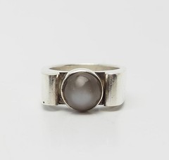 Vintage sterling silver moonstone modernist geometry ring size 8