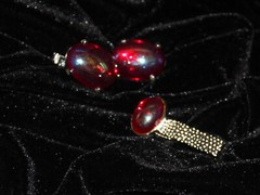 VINTAGE SILVERTONE CABOCHON CUFFLINKS & MATCHING TIE CLIP BAR UNMARKED NICE!