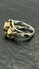 Vintage Art Nouveau Style Peridot Sterling Silver and 14K YG Vermeil Ring Size 8