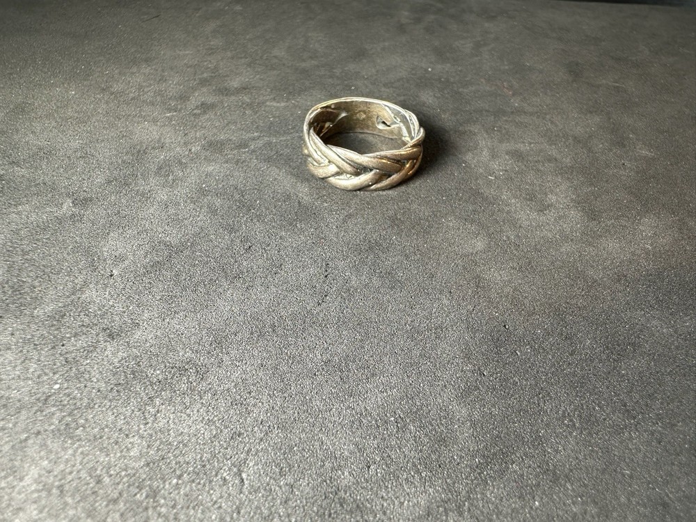 3.93g Vintage Sterling Silver 925 Braided Band Ring Boho Stackable M Size 4.5