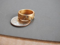 matte gold electroplate band ring with inset clear rhinestones 6
