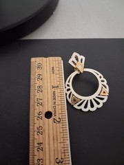 Vintage CROWN TRIFARI Clip-on Earrings Art Deco Clover Gold And White