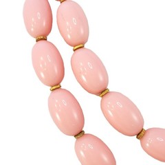 1950s PINK Lucite Oval Beaded Double Stranded Vintage Necklace 16″-18″