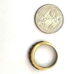 Vintage Lavintage Thin Brass Ring Tiny Blue Stones Stamped Lavintage Size 7.5