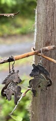 Vintage Sterling Silver HORSES Dangle Pierced Earrings 2 Inches Weight 7.1 Grams