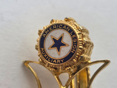 Vintage American Legion Auxiliary Clip On Earrings Dangle Heart