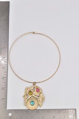 Vintage Cabochon Seashell Pendant Necklace Gold Choker Starfish Seahorse BinG