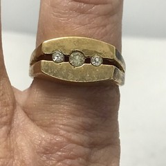 Vintage 18KT HGE Gold Plated & Cubic Zirconia in 3 Stone Ring varied sizes