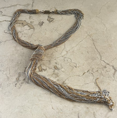 Vintage Les Bernard Sterling 925 Gold & Silver Multi Chain Elegant Necklace 16″
