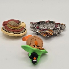 Thanksgiving 3PC Brooch Set Turkey Scarecrow Autumn Fall Polymer Clay Cute Fun