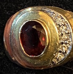 Vintage Shube’s Manufacturing Co 14K Gold Ring with Garnet and Diamond Accents