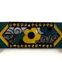 Pier Bex Antique c.1930’s Art Deco Enamel Brooch Pin with Trombone Clasp